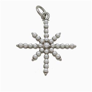 Polaris Charms Copper Northstar Pendant Pave Pearlized Resin Platinum Plated, approx 20mm