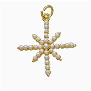 Polaris Charms Copper Northstar Pendant Pave Pearlized Resin Gold Plated, approx 20mm