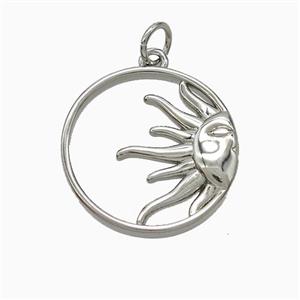 Copper Sun Pendant Platinum Plated, approx 18.5mm