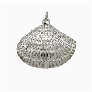 Copper Scallop Shell Pendant Platinum Plated, approx 20-25mm