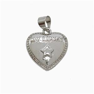 Copper Heart Pendant My Lucky Star Platinum Plated, approx 14mm