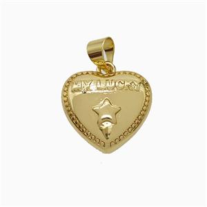Copper Heart Pendant My Lucky Star Gold Plated, approx 14mm