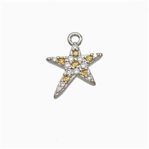 Copper Star Pendant Pave Zirconia Platinum Plated, approx 11mm