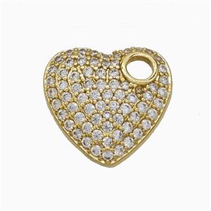 Copper Heart Pendant Micropave Zirconia Gold Plated, approx 17mm
