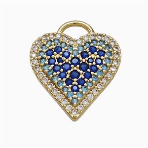 Copper Heart Pendant Pave Zirconia Gold Plated, approx 16.5mm