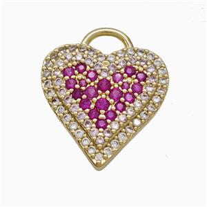 Copper Heart Pendant Pave Zirconia Gold Plated, approx 16.5mm