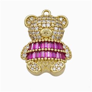Copper Bear Pendant Pave Zirconia Gold Plated, approx 14-20mm