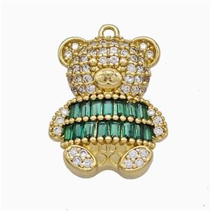 Copper Bear Pendant Pave Zirconia Gold Plated, approx 14-20mm