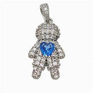 Copper Boy Pendant Pave Zirconia Crystal Glass Kids Platinum Plated, approx 13-20mm