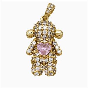 Copper Girls Pendant Pave Zirconia Crystal Glass Kids Gold Plated, approx 13-20mm