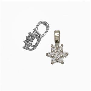 Copper Flower Pendant Pave Crystal Glass Platinum Plated, approx 6-10mm