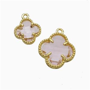 Copper Clover Pendant Pave Crystal Glass Gold Plated, approx 16mm