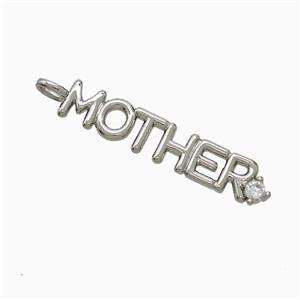 Copper MOTHER Pendant Pave Zirconia Platinum Plated, approx 6-30mm