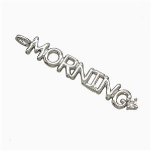 Copper MORNING Pendant Pave Zirconia Platinum Plated, approx 6-35mm