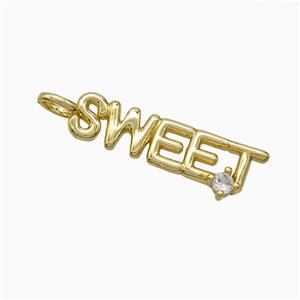 Copper SWEET Pendant Pave Zirconia Gold Plated, approx 6-30mm