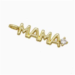 Copper MAMA Pendant Pave Zirconia Gold Plated, approx 6-30mm