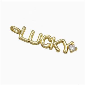 Copper LUCKY Pendant Pave Zirconia Gold Plated, approx 6-30mm