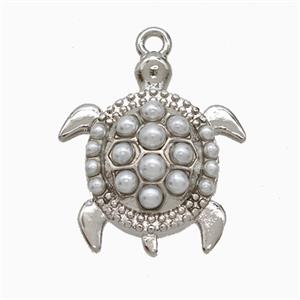 Copper Tortoise Pendant Pave Resin Platinum Plated, approx 16-18mm