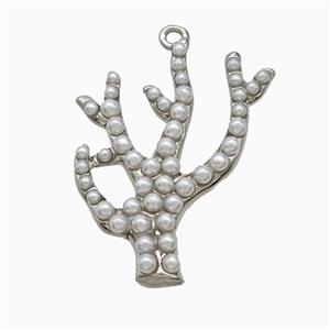 Copper Antlers Pendant Pave Resin Platinum Plated, approx 21-28mm