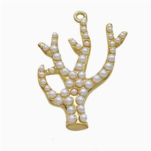 Copper Antlers Pendant Pave Resin Gold Plated, approx 21-28mm