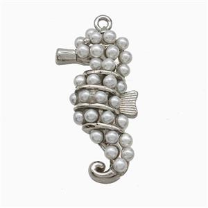 Copper Seahorse Pendant Pave Resin Platinum Plated, approx 15-30mm