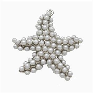 Copper Starfish Pendant Pave Resin Platinum Plated, approx 30mm