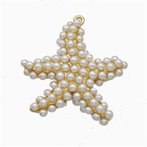 Copper Starfish Pendant Pave Resin Gold Plated, approx 30mm