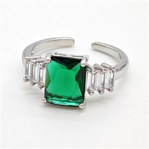 Copper Rings Pave Green Crystal Glass Platinum Plated, approx 8-10mm, 18mm dia