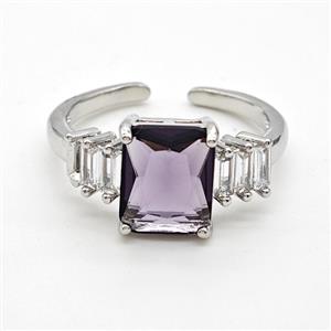 Copper Rings Pave Purple Crystal Glass Platinum Plated, approx 8-10mm, 18mm dia