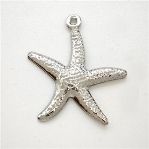 Copper Starfish Pendant Hammered Platinum Plated, approx 20mm