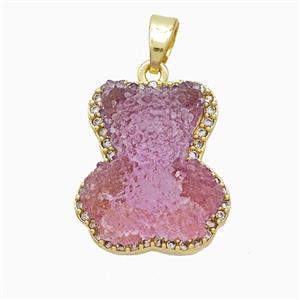 Resin Bear Copper Pendant Pave Zirconia Gold Plated, approx 13-18mm