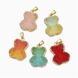 Resin Bear Copper Pendant Pave Zirconia Gold Plated Mixed, approx 13-18mm