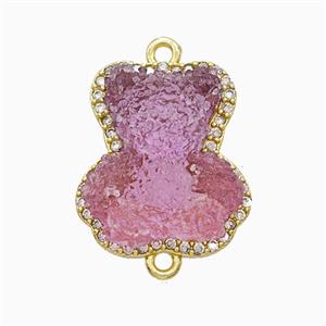 Resin Bear Copper Connector Pave Zirconia Gold Plated, approx 13-18mm