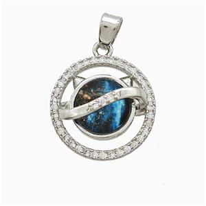 Copper Sun Pendant Pave Zirconia Resin Platinum Plated, approx 16mm
