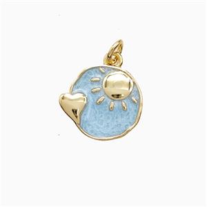 Copper Sun Heart Pendant Painted Gold Plated, approx 11-12mm