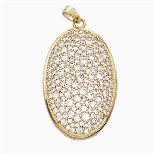 Copper Oval Pendant Micropave Zirconia Gold Plated, approx 20-30mm