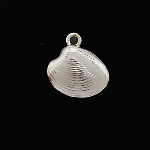 Copper Scallop Shell Pendant Shiny Silver, approx 11-13mm