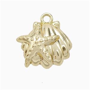 Copper Starfish Scallop Shell Pendant Gold Plated, approx 15-17mm