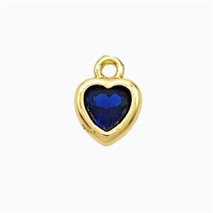 Blue Cubic Zirconia Heart Pendant Copper Gold Plated, approx 7mm