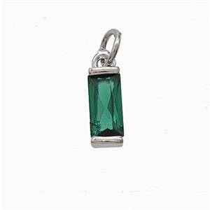Green Cubic Zirconia Stick Pendant Copper Platinum Plated, approx 4-10mm