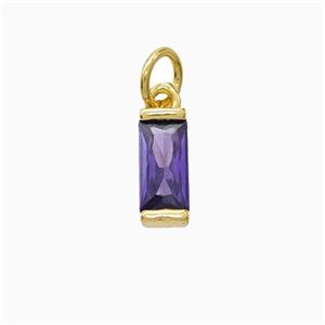 Purple Cubic Zirconia Stick Pendant Copper Gold Plated, approx 4-10mm