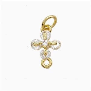 Copper Cross Pendant Pave Zirconia Gold Plated, approx 8.5-12mm