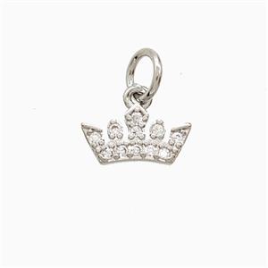 Copper Crown Pendant Pave Zirconia Platinum Plated, approx 6-10mm