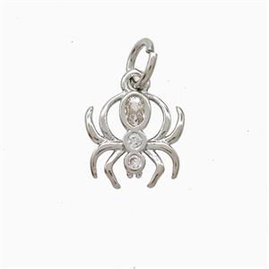 Copper Spider Pendant Pave Zirconia Platinum Plated, approx 9mm