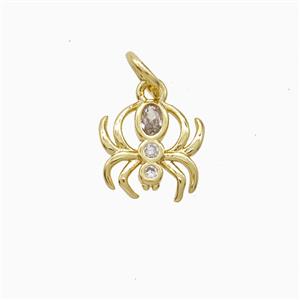 Copper Spider Pendant Pave Zirconia Gold Plated, approx 9mm