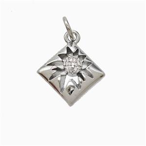 Copper Star Pendant Pave Zirconia Platinum Plated, approx 10-13mm