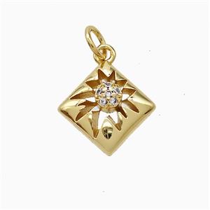 Copper Star Pendant Pave Zirconia Gold Plated, approx 10-13mm