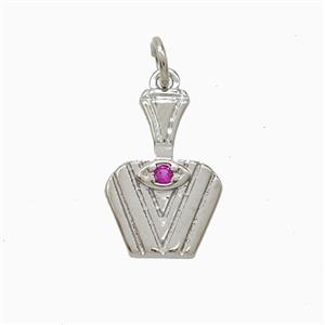 Copper Perfume Bottle Pendant Pave Zirconia Platinum Plated, approx 11-16mm