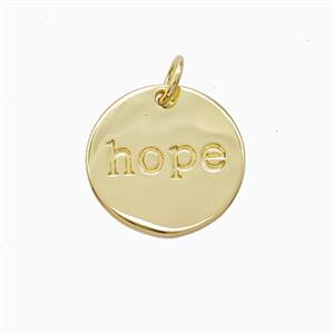 Copper Hope Pendant Circle Gold Plated, approx 15mm