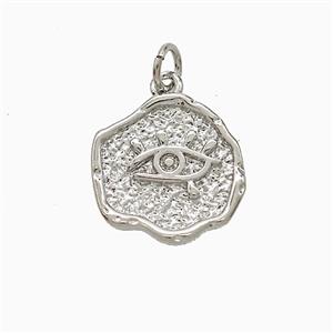 Copper Eye Pendant Hammered Platinum Plated, approx 15mm